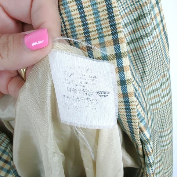 Vintage Henry Cottons Blazer Small Tan Plaid - Picture 10 of 10